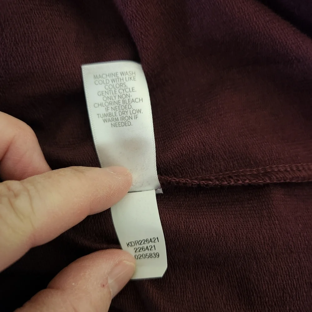 Pure Jill J. Jill Burgundy Plum Pima Cotton Blend Dress with pockets, sz 2 - Picture 8 of 8